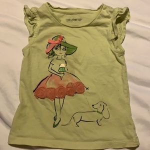 2/$10 baby gap girl walking dachshund shirt